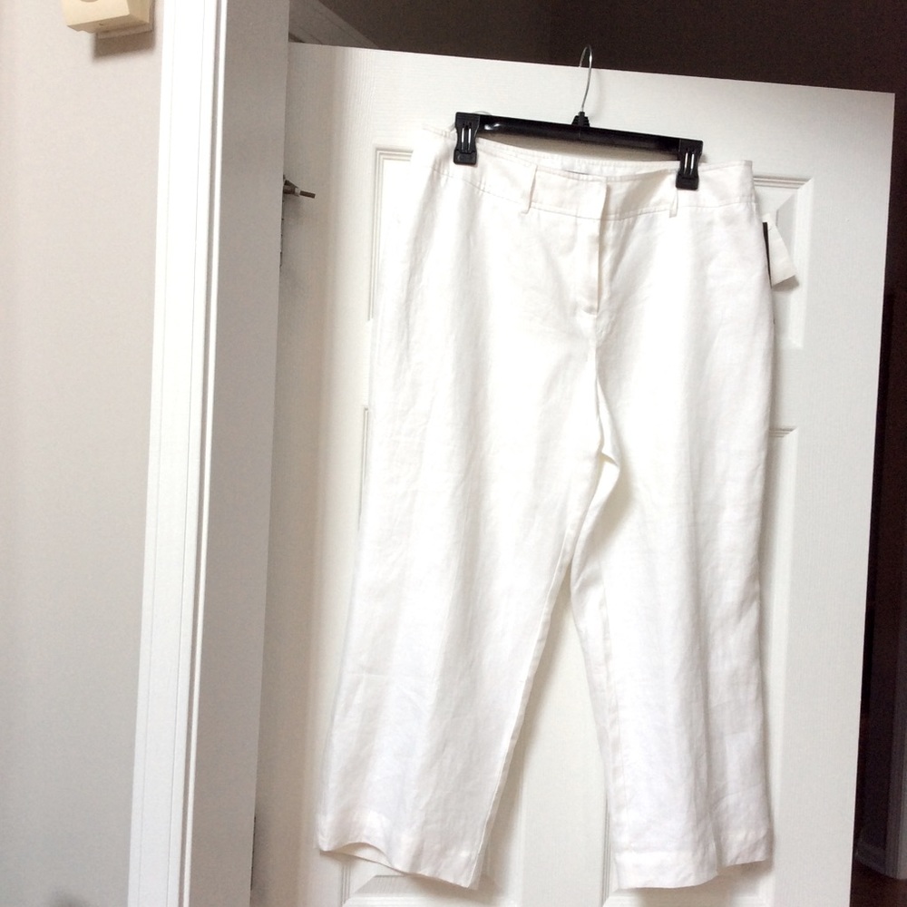 Style & Company Cropped Linen White Pants